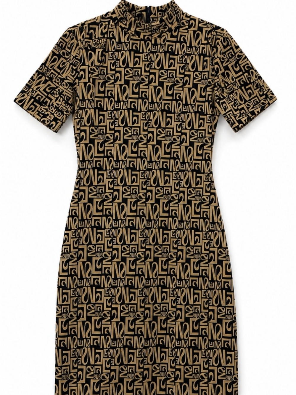 Berkshire Black and Tan Logo-Print Midi Dress